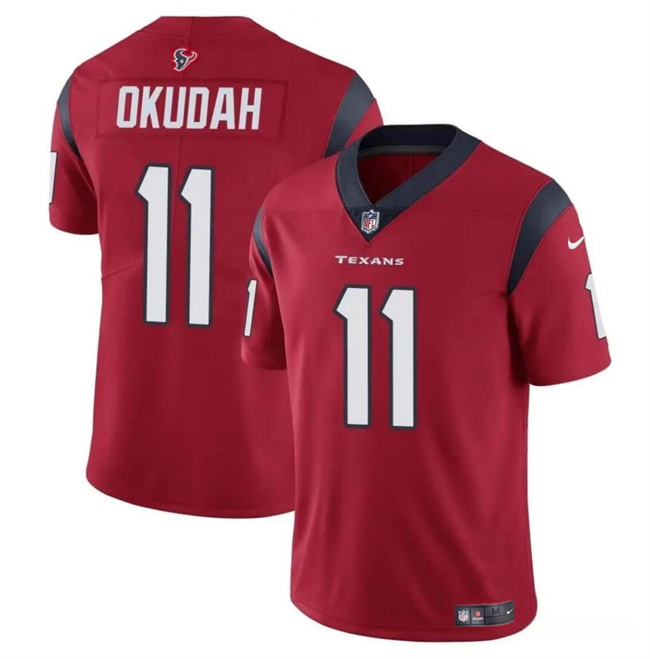 Men's Houston Texans #11 Jeff Okudah Red Vapor Untouchable Stitched Football Jersey Men's Houston Texans #11 Jeff Okudah Red Vapor Untouchable Stitched Football Jersey