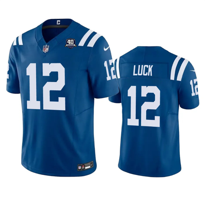 Men's Indianapolis Colts #12 Andrew Luck Blue 2023 F.U.S.E 40th Anniversary Vapor Untouchable Stitched Football Jersey Men's Indianapolis Colts #12 Andrew Luck Blue 2023 F.U.S.E 40th Anniversary Vapor Untouchable Stitched Football Jersey