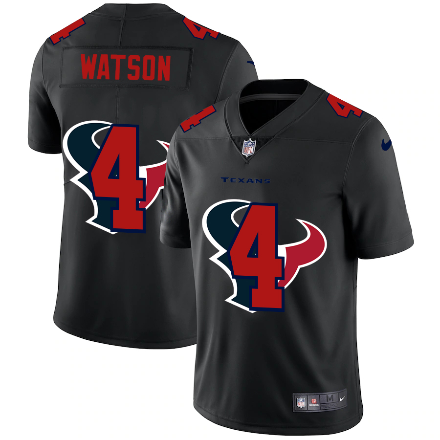 Houston Texans #4 Deshaun Watson Men's Nike Team Logo Dual Overlap Limited NFL Jersey Black Houston Texans #4 Deshaun Watson Men's Nike Team Logo Dual Overlap Limited NFL Jersey Black
