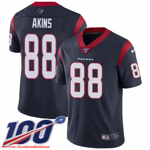 Nike Texans #88 Jordan Akins Navy Blue Team Color Men's Stitched NFL 100th Season Vapor Untouchable Limited Jersey Nike Texans #88 Jordan Akins Navy Blue Team Color Men's Stitched NFL 100th Season Vapor Untouchable Limited Jersey