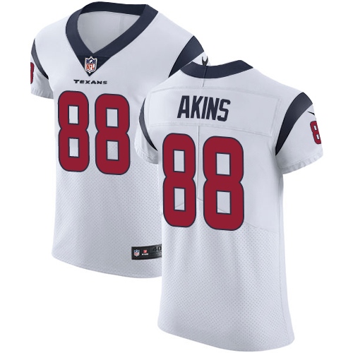 Nike Texans #88 Jordan Akins White Men's Stitched NFL New Elite Jersey Nike Texans #88 Jordan Akins White Men's Stitched NFL New Elite Jersey