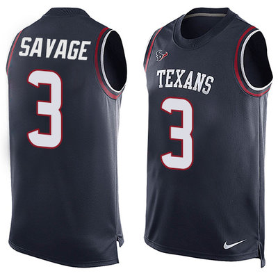 Nike Texans #3 Tom Savage Navy Blue Team Color Men's Stitched NFL Limited Tank Top Jersey Nike Texans #3 Tom Savage Navy Blue Team Color Men's Stitched NFL Limited Tank Top Jersey