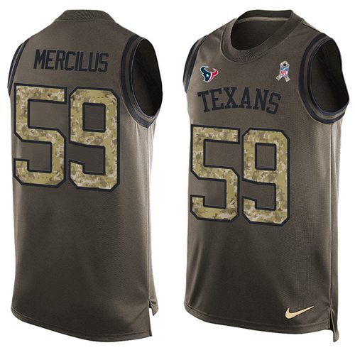 Nike Texans #59 Whitney Mercilus Green Men's Stitched NFL Limited Salute To Service Tank Top Jersey Nike Texans #59 Whitney Mercilus Green Men's Stitched NFL Limited Salute To Service Tank Top Jersey