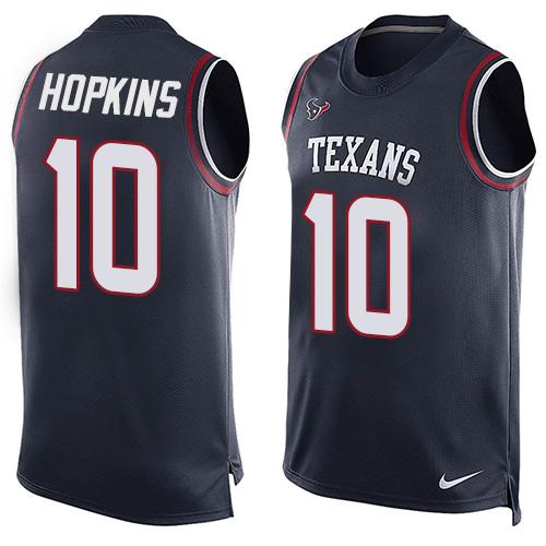 Nike Texans #10 DeAndre Hopkins Navy Blue Team Color Men's Stitched NFL Limited Tank Top Jersey Nike Texans #10 DeAndre Hopkins Navy Blue Team Color Men's Stitched NFL Limited Tank Top Jersey