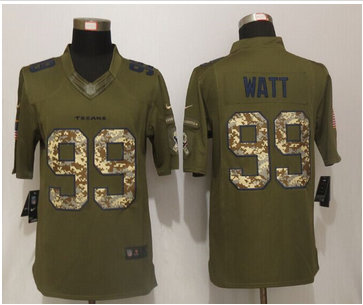 New Nike Houston Texans #99 J.J. Watt Green Salute To Service Limited Jersey