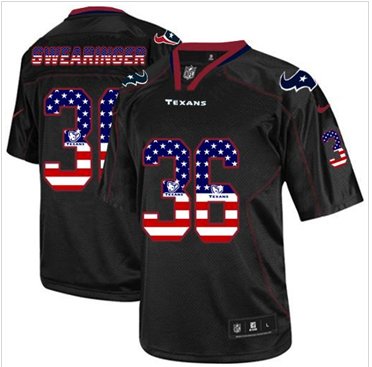 NEW Houston Texans #36 D.J. Swearinger Black NFL Elite USA Flag Fashion Jersey