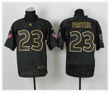 Houston Texans #23 Arian Foster Black Gold No. Fashion NFL Elite Jersey
