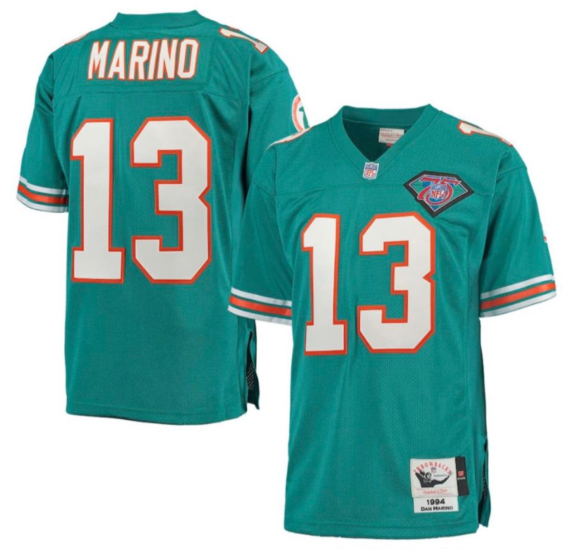 Men's Miami Dolphins Active Player Custom Mitchell & Ness Aqua Throwback Jersey Men's Miami Dolphins Active Player Custom Mitchell & Ness Aqua Throwback Jersey
