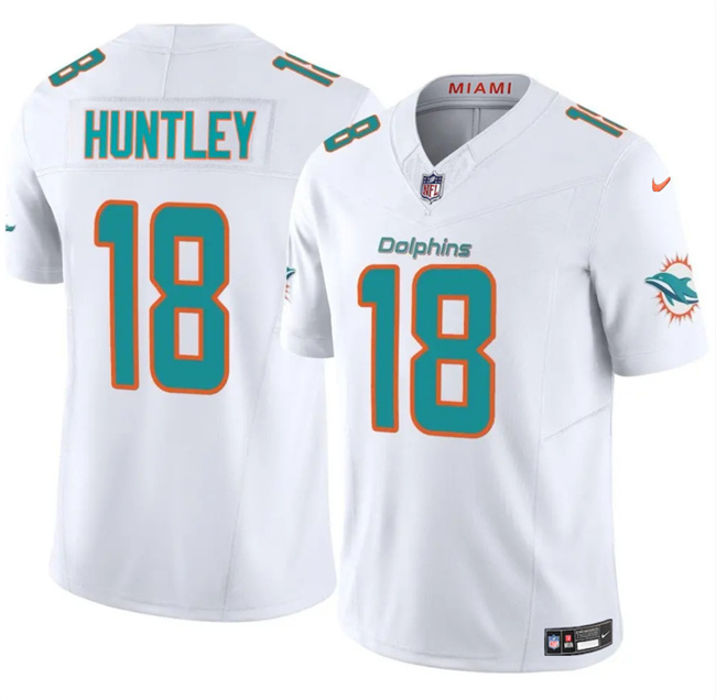 Men's Miami Dolphins #18 Tyler Huntley White 2024 F.U.S.E Vapor Limited Stitched Football Jersey Men's Miami Dolphins #18 Tyler Huntley White 2024 F.U.S.E Vapor Limited Stitched Football Jersey