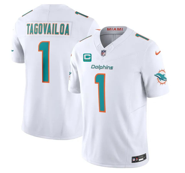 Men's Miami Dolphins #1 Tua Tagovailoa White F.U.S.E With 3-Star C Patch Vapor Limited Stitched Football Jersey Men's Miami Dolphins #1 Tua Tagovailoa White F.U.S.E With 3-Star C Patch Vapor Limited Stitched Football Jersey