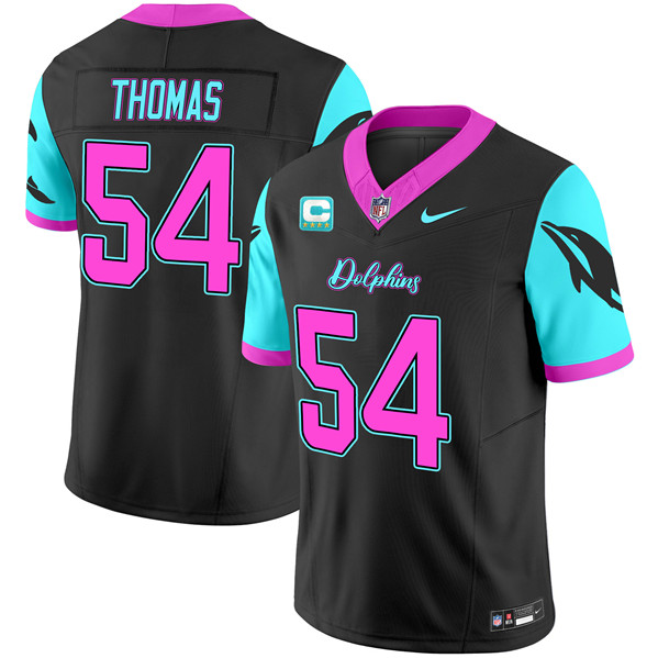 Men's Miami Dolphins #54 Zach Thomas Black F.U.S.E. With 4-Star C Patch Miami Vice Vapor Limited Stitched Football Jersey Men's Miami Dolphins #54 Zach Thomas Black F.U.S.E. With 4-Star C Patch Miami Vice Vapor Limited Stitched Football Jersey