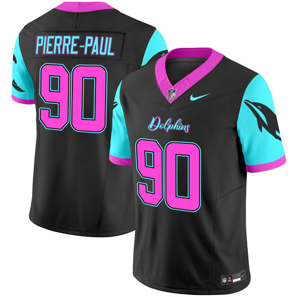 Men's Miami Dolphins #90 Jason Pierre-Paul Black F.U.S.E. Miami Vice Vapor Limited Stitched Football Jersey Men's Miami Dolphins #90 Jason Pierre-Paul Black F.U.S.E. Miami Vice Vapor Limited Stitched Football Jersey