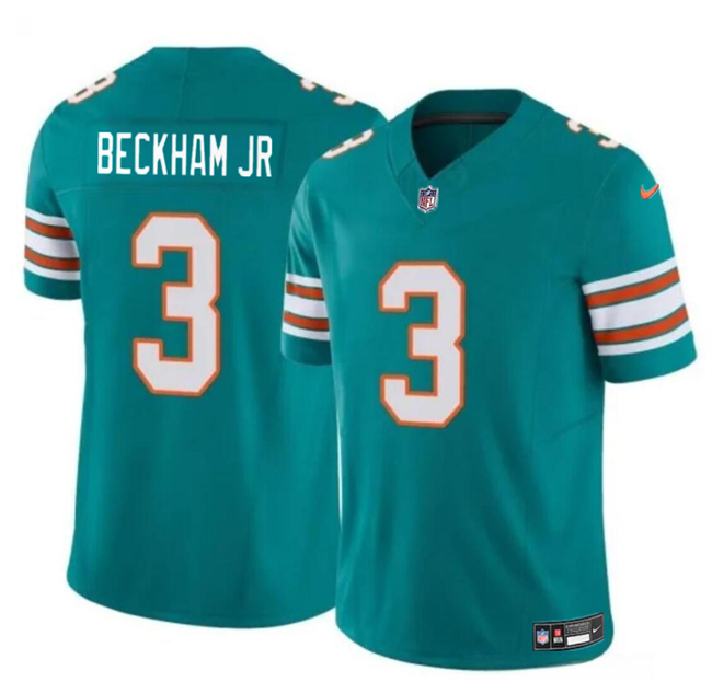 Men's Miami Dolphins #3 Odell Beckham Jr Aqua 2023 F.U.S.E Alternate Vapor Limited Stitched Football Jersey Men's Miami Dolphins #3 Odell Beckham Jr Aqua 2023 F.U.S.E Alternate Vapor Limited Stitched Football Jersey