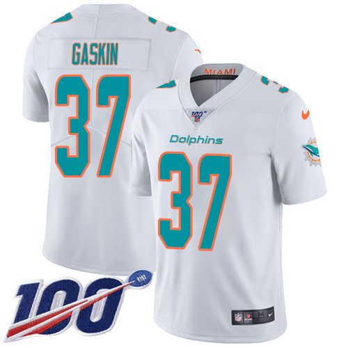 Nike Dolphins #37 Myles Gaskin White Men's Stitched NFL 100th Season Vapor Untouchable Limited Jersey Nike Dolphins #37 Myles Gaskin White Men's Stitched NFL 100th Season Vapor Untouchable Limited Jersey