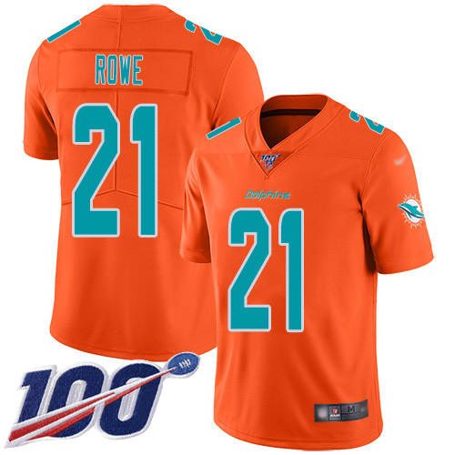 Nike Dolphins #21 Eric Rowe Orange Men's Stitched NFL Limited Inverted Legend 100th Season Jersey Nike Dolphins #21 Eric Rowe Orange Men's Stitched NFL Limited Inverted Legend 100th Season Jersey