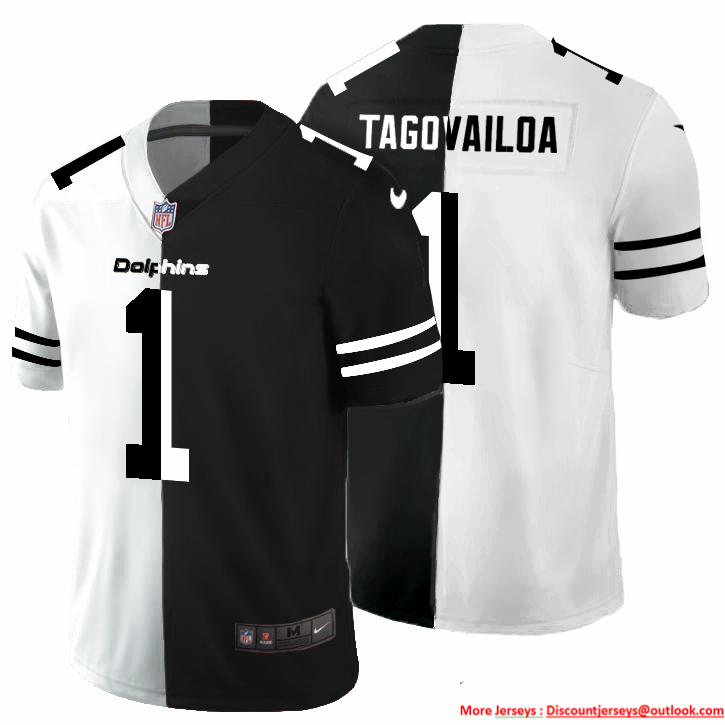 Miami Dolphins #1 Tua Tagovailoa Men's Black V White Peace Split Nike Vapor Untouchable Limited NFL Jersey Miami Dolphins #1 Tua Tagovailoa Men's Black V White Peace Split Nike Vapor Untouchable Limited NFL Jersey