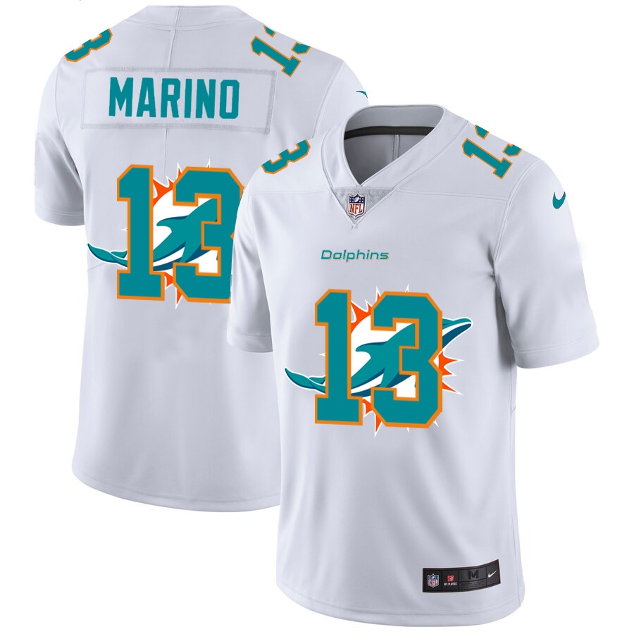 Miami Dolphins #13 Dan Marino White Men's Nike Team Logo Dual Overlap Limited NFL Jersey Miami Dolphins #13 Dan Marino White Men's Nike Team Logo Dual Overlap Limited NFL Jersey