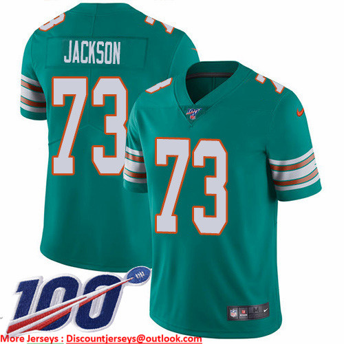 Nike Dolphins #73 Austin Jackson Aqua Green Alternate Men's Stitched NFL 100th Season Vapor Untouchable Limited Jersey Nike Dolphins #73 Austin Jackson Aqua Green Alternate Men's Stitched NFL 100th Season Vapor Untouchable Limited Jersey