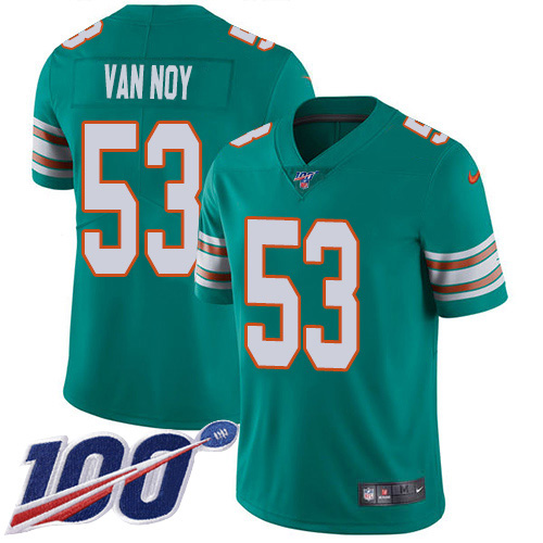 Nike Dolphins #53 Kyle Van Noy Aqua Green Alternate Men's Stitched NFL 100th Season Vapor Untouchable Limited Jersey Nike Dolphins #53 Kyle Van Noy Aqua Green Alternate Men's Stitched NFL 100th Season Vapor Untouchable Limited Jersey