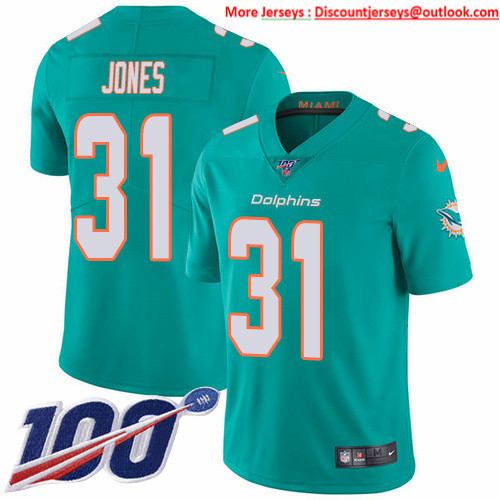 Nike Dolphins #31 Byron Jones Aqua Green Team Color Men's Stitched NFL 100th Season Vapor Untouchable Limited Jersey