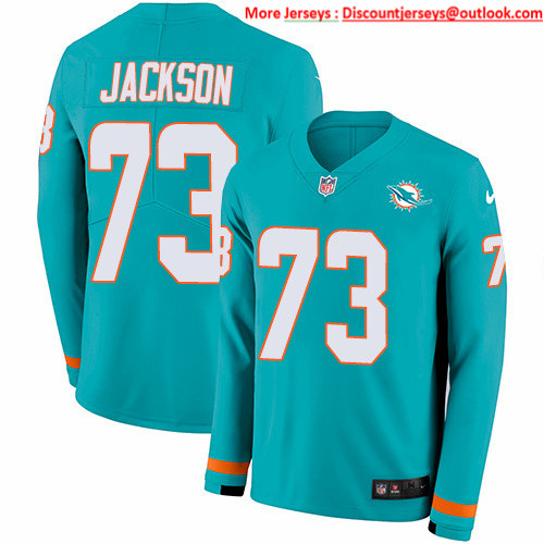 Nike Dolphins #73 Austin Jackson Aqua Green Team Color Men's Stitched NFL Limited Therma Long Sleeve Jersey Nike Dolphins #73 Austin Jackson Aqua Green Team Color Men's Stitched NFL Limited Therma Long Sleeve Jersey