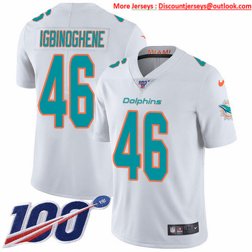 Nike Dolphins #46 Noah Igbinoghene White Men's Stitched NFL 100th Season Vapor Untouchable Limited Jersey