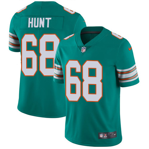 Nike Dolphins #68 Robert Hunt Aqua Green Alternate Men's Stitched NFL Vapor Untouchable Limited Jersey Nike Dolphins #68 Robert Hunt Aqua Green Alternate Men's Stitched NFL Vapor Untouchable Limited Jersey