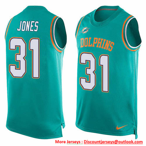 Nike Dolphins #31 Byron Jones Aqua Green Team Color Men's Stitched NFL Limited Tank Top Jersey