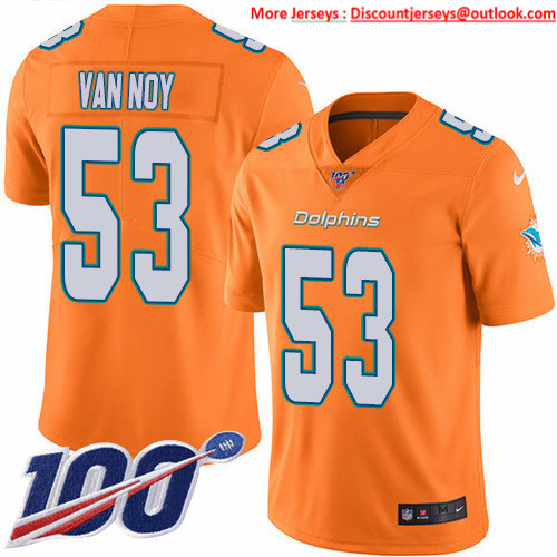 Nike Dolphins #53 Kyle Van Noy Orange Men's Stitched NFL Limited Rush 100th Season Jersey Nike Dolphins #53 Kyle Van Noy Orange Men's Stitched NFL Limited Rush 100th Season Jersey