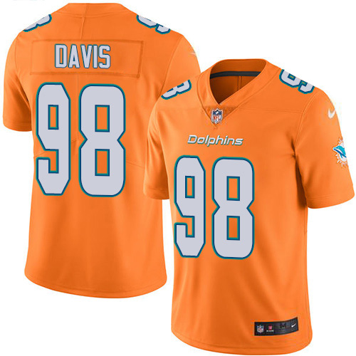 Nike Dolphins #98 Raekwon Davis Orange Men's Stitched NFL Limited Rush Jersey Nike Dolphins #98 Raekwon Davis Orange Men's Stitched NFL Limited Rush Jersey