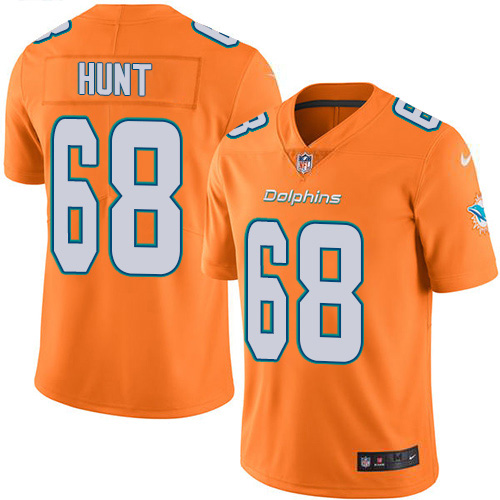 Nike Dolphins #68 Robert Hunt Orange Men's Stitched NFL Limited Rush Jersey Nike Dolphins #68 Robert Hunt Orange Men's Stitched NFL Limited Rush Jersey
