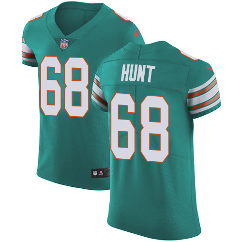 Nike Dolphins #68 Robert Hunt Aqua Green Alternate Men's Stitched NFL New Elite Jersey Nike Dolphins #68 Robert Hunt Aqua Green Alternate Men's Stitched NFL New Elite Jersey