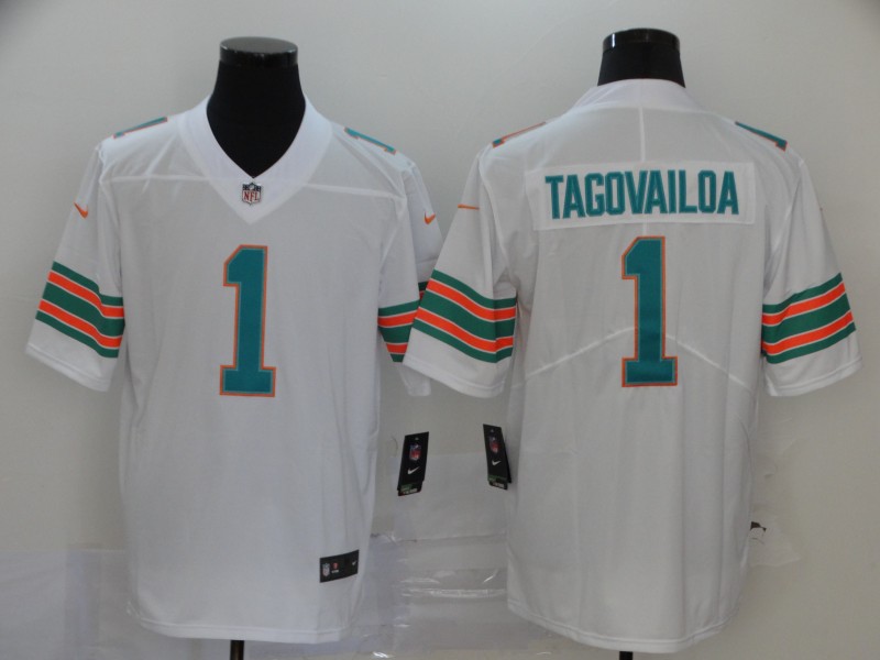 Nike Dolphins 1 Tua Tagovailoa White Throwback Vapor Untouchable Limited Jersey Nike Dolphins 1 Tua Tagovailoa White Throwback Vapor Untouchable Limited Jersey