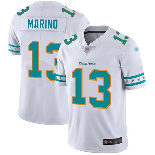 Dolphins #13 Dan Marino White Men's Stitched Football Limited Team Logo Fashion Jersey Dolphins #13 Dan Marino White Men's Stitched Football Limited Team Logo Fashion Jersey