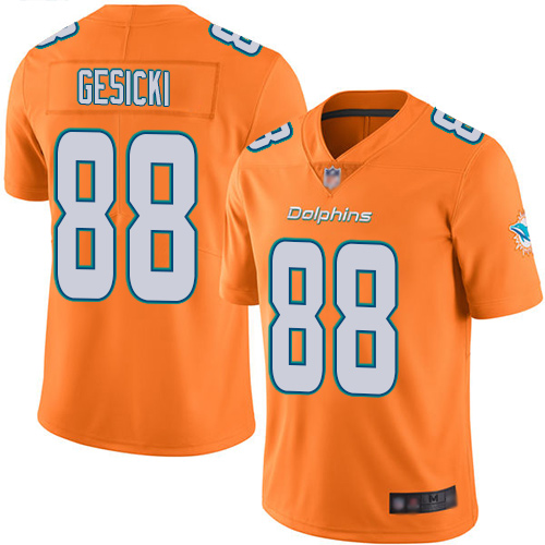 Dolphins #88 Mike Gesicki Orange Men's Stitched Football Limited Rush Jersey Dolphins #88 Mike Gesicki Orange Men's Stitched Football Limited Rush Jersey