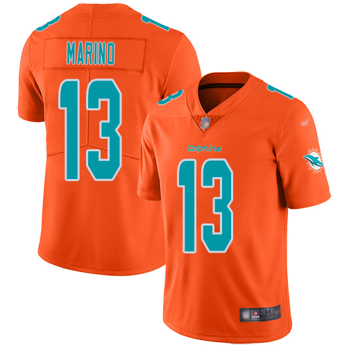 Dolphins #13 Dan Marino Orange Men's Stitched Football Limited Inverted Legend Jersey Dolphins #13 Dan Marino Orange Men's Stitched Football Limited Inverted Legend Jersey