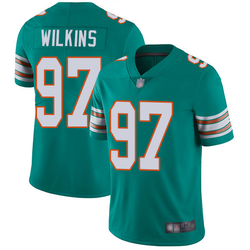 Dolphins #97 Christian Wilkins Aqua Green Alternate Men's Stitched Football Vapor Untouchable Limited Jersey Dolphins #97 Christian Wilkins Aqua Green Alternate Men's Stitched Football Vapor Untouchable Limited Jersey