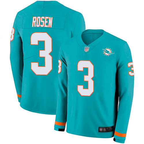 Dolphins #3 Josh Rosen Aqua Green Team Color Men's Stitched Football Limited Therma Long Sleeve Jersey Dolphins #3 Josh Rosen Aqua Green Team Color Men's Stitched Football Limited Therma Long Sleeve Jersey