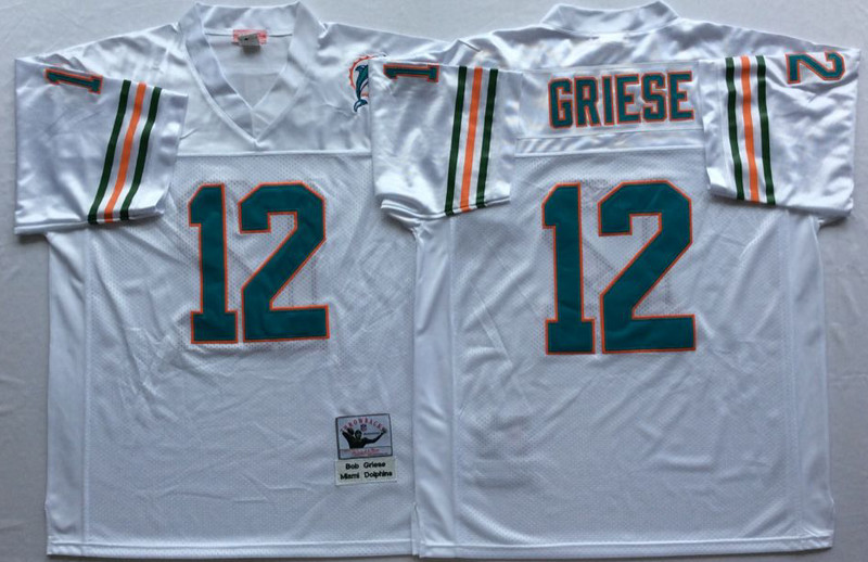 Mitchell And Ness Dolphins #12 bob griese white Throwback Stitched NFL Jersey Mitchell And Ness Dolphins #12 bob griese white Throwback Stitched NFL Jersey