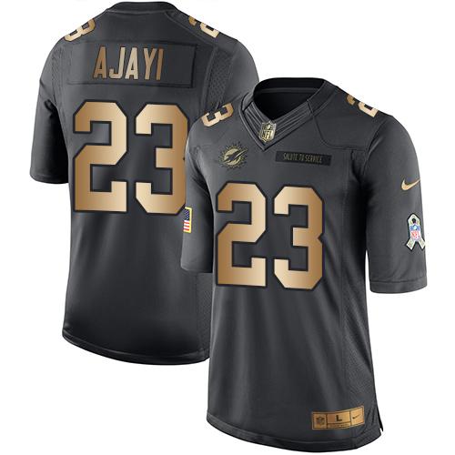 Nike Dolphins #23 Jay Ajayi Black Men's Stitched NFL Limited Gold Salute To Service Jersey Nike Dolphins #23 Jay Ajayi Black Men's Stitched NFL Limited Gold Salute To Service Jersey