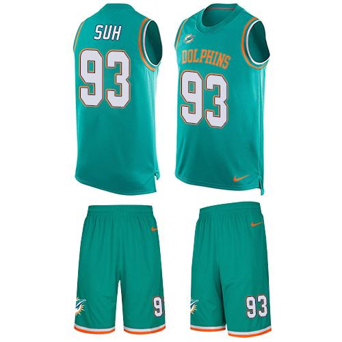 Nike Dolphins #93 Ndamukong Suh Aqua Green Team Color Men's Stitched NFL Limited Tank Top Suit Jersey Nike Dolphins #93 Ndamukong Suh Aqua Green Team Color Men's Stitched NFL Limited Tank Top Suit Jersey