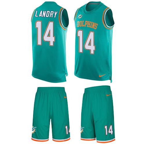 Nike Dolphins #14 Jarvis Landry Aqua Green Team Color Men's Stitched NFL Limited Tank Top Suit Jersey Nike Dolphins #14 Jarvis Landry Aqua Green Team Color Men's Stitched NFL Limited Tank Top Suit Jersey