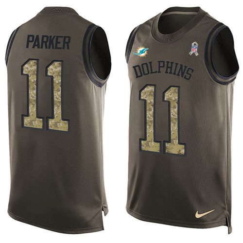 Nike Dolphins #11 DeVante Parker Green Men's Stitched NFL Limited Salute To Service Tank Top Jersey Nike Dolphins #11 DeVante Parker Green Men's Stitched NFL Limited Salute To Service Tank Top Jersey