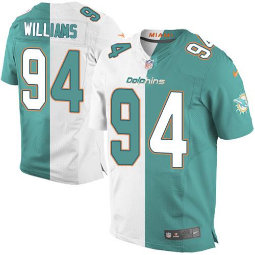 Nike Dolphins #94 Mario Williams Aqua Green White Men's Stitched NFL Elite Split Jersey Nike Dolphins #94 Mario Williams Aqua Green White Men's Stitched NFL Elite Split Jersey