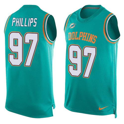Nike Dolphins #97 Jordan Phillips Aqua Green Team Color Men's Stitched NFL Limited Tank Top Jersey Nike Dolphins #97 Jordan Phillips Aqua Green Team Color Men's Stitched NFL Limited Tank Top Jersey