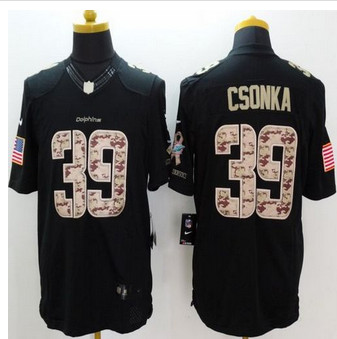 New Miami Dolphins #39 Larry Csonka Black Men's Stitched NFL Limited Salute to Service Jersey
