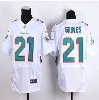 New Miami Dolphins #21 Brent Grimes White Men's Stitched NFL New Elite Jersey