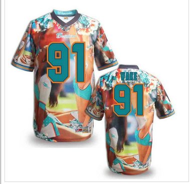Miami Dolphins #91 WAKE Men's Stitched NFL Elite Fanatical Version Jersey (5)