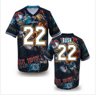 Miami Dolphins #22 BUSH Men's Stitched NFL Elite Fanatical Version Jersey (2)