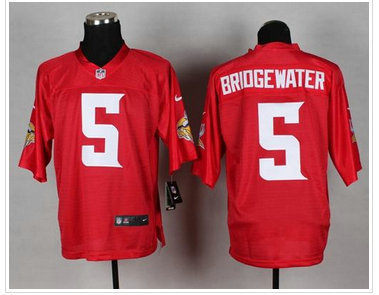 New Minnesota Vikings #5 Teddy Bridgewater Red NFL Elite QB Practice Jersey